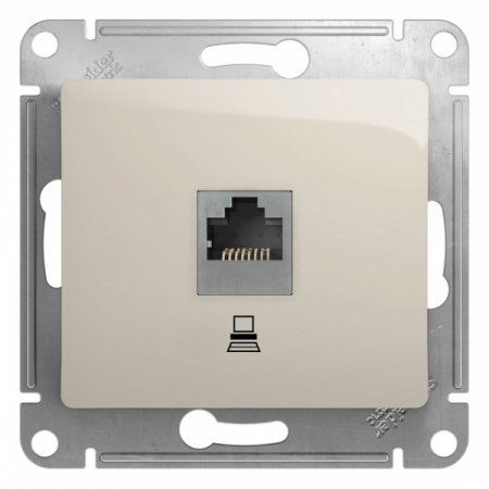 SE Glossa Молочная Розетка компьютерная RJ45 кат.5E
