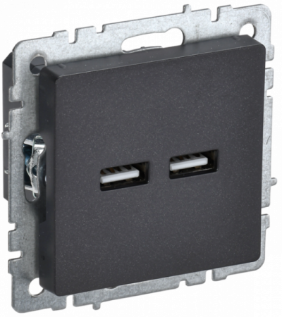 IEK BRITE BASE Черный Розетка USB A+A 3,1А РЮ10-1-БрЧ