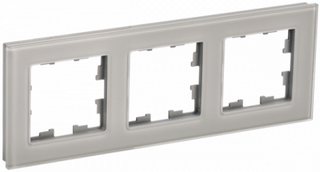 IEK BRITE DECOR Дымчатый глянец стекло Рамка 3-м РУ-3-2-БрД