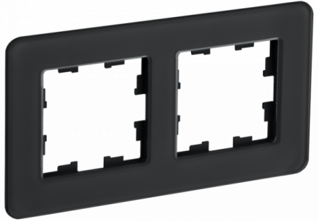 IEK BRITE DECOR Черный стекло скругл.угол Рамка 2-м РУ-2-2-Бр RE