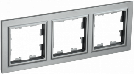 IEK BRITE BASE Сталь Рамка 3-м РУ-3-БрС