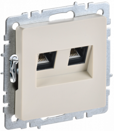 IEK BRITE BASE Бежевый Розетка комп. 2-ая RJ45 кат.6 РК11-2-БрКр