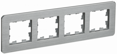 IEK BRITE DECOR Алюминий рифленый металл скругл.угол Рамка 4-м РУ-4-1-Бр RE AL