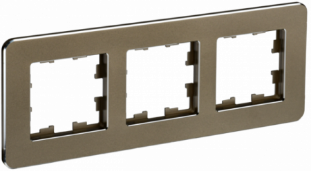 IEK BRITE DECOR Латунь матовый металл скругл.угол Рамка 3-м РУ-3-1-Бр RE