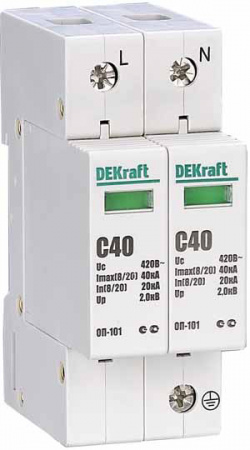 DEKraft ОП-101 Ограничитель перенапряжений 2P 40кА C 420В
