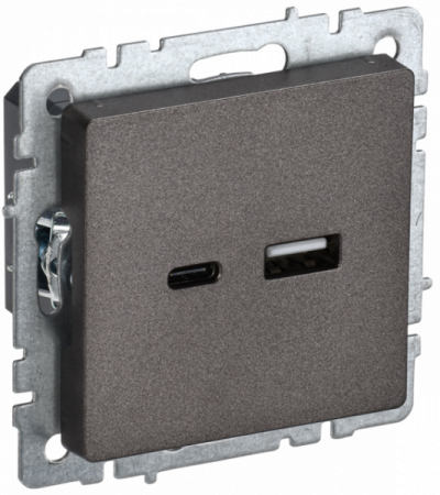 IEK BRITE BASE Темн.бронза Розетка USB A+C 18Вт РЮ11-1-БрТБ