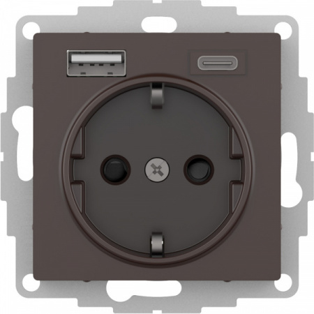 SE AtlasDesign Мокко Розетка 16А с USB A+C (5В/2,4А/3 А, 2х5В/1,5А), мех