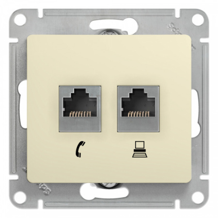 SE Glossa Беж Розетка 2-я RJ11+RJ45, кат.5E