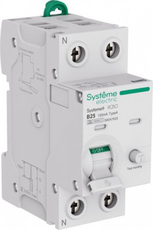 SE Systeme9 Авт. выкл. диф. тока (АВДТ) 1P+N B 25A 6kA 100мА Тип-A 230В