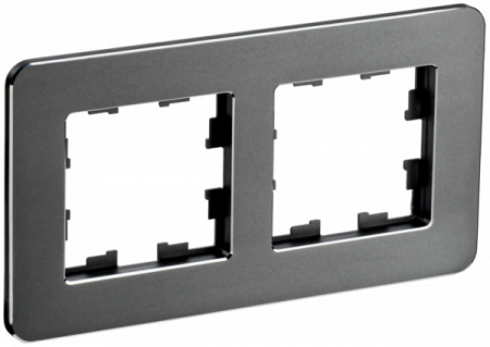 IEK BRITE DECOR Титан матовый металл скругл.угол Рамка 2-м РУ-2-1-Бр RE