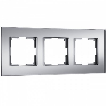 WERKEL Рамка из стекла на 3 поста Senso серебряный soft-touch W0033106