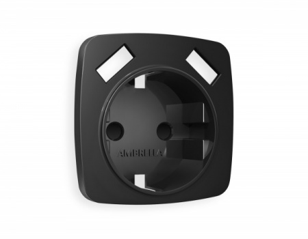 AMBRELLA Лицевая панель OMEGA Черный мат. для электр. роз. с/з со шт. 2USB A+A QUANT