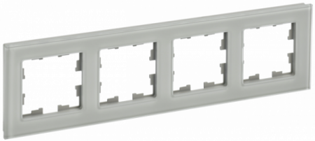 IEK BRITE DECOR Дымчатый глянец стекло Рамка 4-м РУ-4-2-БрД