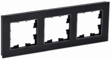 IEK BRITE DECOR Черный глянец стекло Рамка 3-м РУ-3-2-БрЧ
