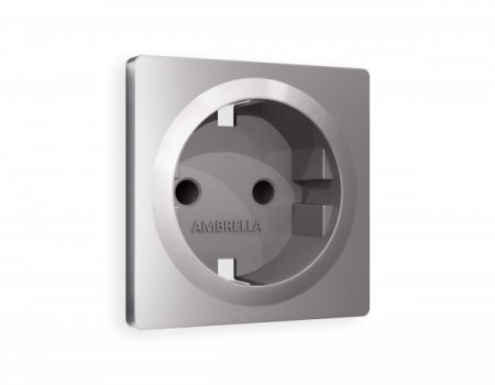 AMBRELLA Лицевая панель ALFA Сталь мат. для электр. роз. с/з и шт. QUANT