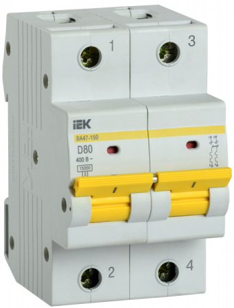 IEK Автоматический выключатель ВА47-150 2Р 80А 15кА х-ка D