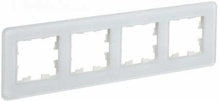 IEK BRITE DECOR Белый стекло скругл.угол Рамка 4-м РУ-4-2-Бр RE