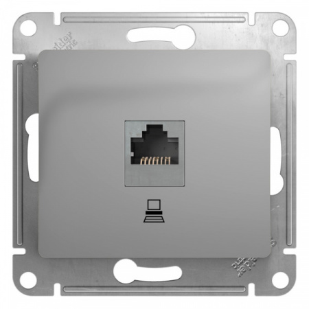 SE Glossa Алюминий Розетка компьютерная RJ45 кат.5E