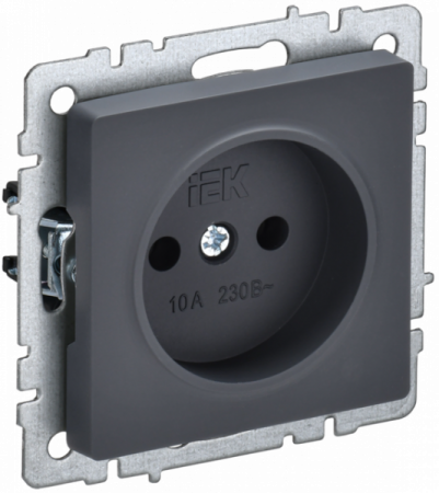 IEK BRITE BASE Графит Розетка 1-м б/з без защ.штор. 10А РС10-1-0-БрГ