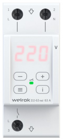 WELROK Реле напряжения D2-63 red