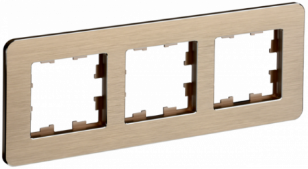 IEK BRITE DECOR Шампань рифленый металл. скругл.угол Рамка 3-м РУ-3-1-Бр RE AL