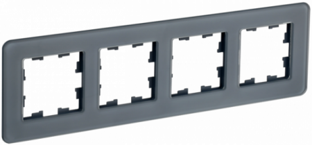 IEK BRITE DECOR Графит стекло скругл.угол  Рамка 4-м РУ-4-2-Бр RE
