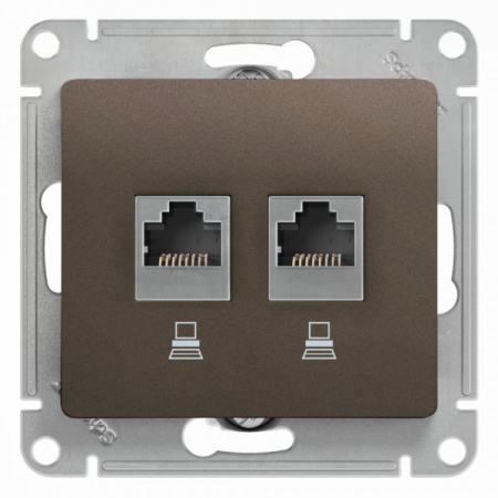 SE Glossa Шоколад Розетка 2-ая компьютерная RJ45+RJ45, кат.5E