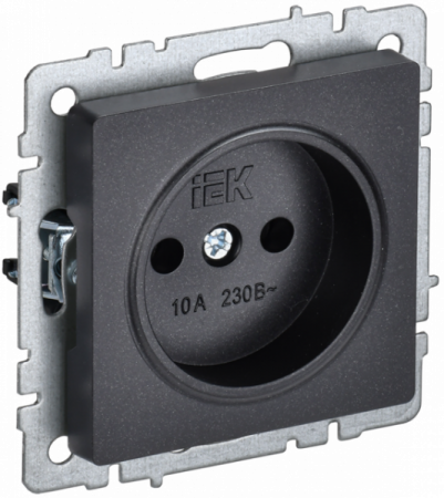 IEK BRITE BASE Черный Розетка 1-м б/з без защ штор 10А РС10-1-0-БрЧ