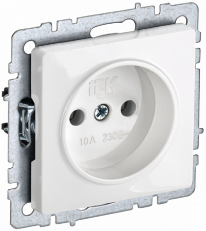 IEK BRITE BASE Белый Розетка 1-м б/з без защ штор 10А РС10-1-0-БрБ