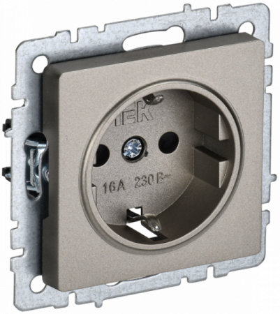 IEK BRITE BASE Шампань Розетка 1-м с/з без защ.штор 16А РС11-1-0-БрШ