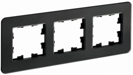 IEK BRITE DECOR Черный стекло скругл.угол Рамка 3-м РУ-3-2-Бр RE