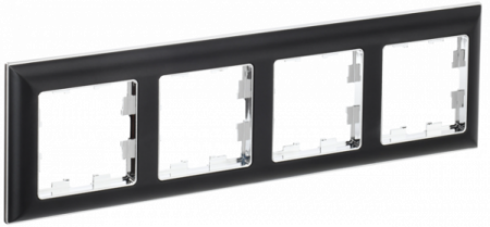 IEK BRITE DECOR Черный/хром 3D-форма Рамка 4-м РУ-4-Бр