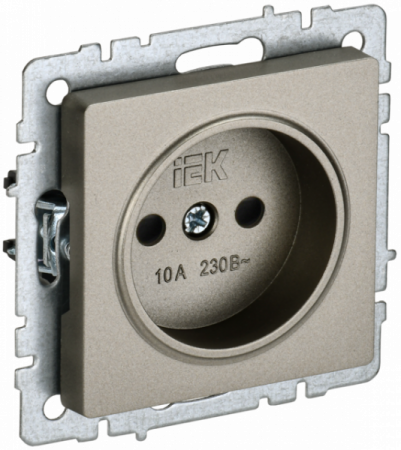 IEK BRITE BASE Шампань Розетка без з/к с з/ш 10А РСш10-2-БрШ
