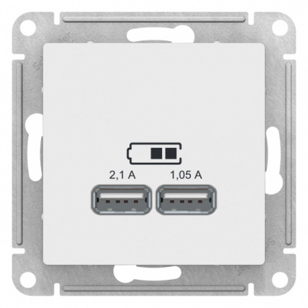 SE AtlasDesign Лотос Розетка USB A+A, 5В/2,1 А, 2х5В/1,05 А, механизм