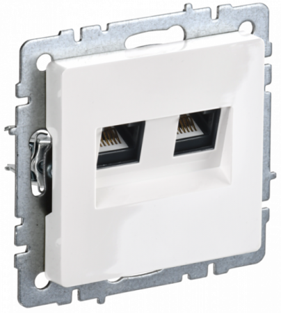 IEK BRITE BASE Белый Розетка двойная RJ11+RJ45 кат.5E РК/Т12-БрБ