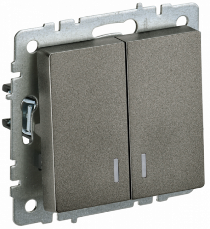 IEK BRITE BASE Темн.бронза Выключ. 2-кл с инд 10А ВС10-2-1-БрТБ