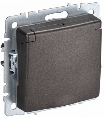 IEK BRITE BASE Темн.бронза Розетка 1-м с/з с защ штор и крыш 16А IP44 РСбш10-3-44-БрТБ