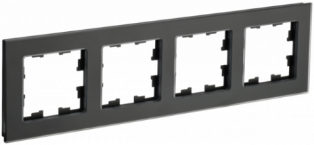IEK BRITE DECOR Черный матовый стекло Рамка 4-м РУ-4-2-Бр