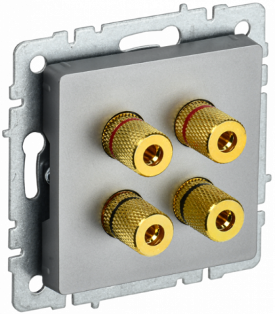 IEK BRITE BASE Сталь Аудиорозетка 4-мест. РА10-БрС