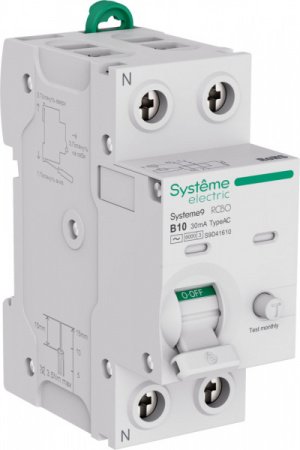 SE Systeme9 Авт. выкл. диф. тока (АВДТ) 1P+N B 10A 6kA 30мА Тип-AC 230В
