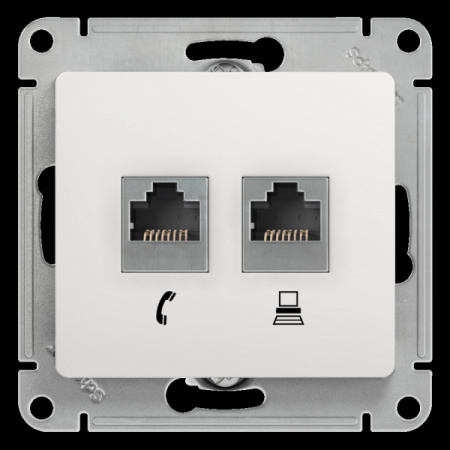 SE Glossa Бел Розетка 2-я RJ11+RJ45, кат.5E