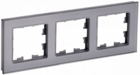 IEK BRITE DECOR Серый глянец стекло Рамка 3-м РУ-3-2-БрСе