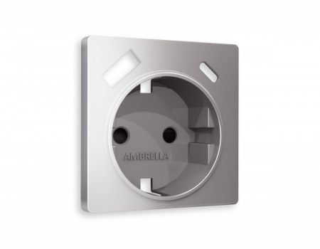 AMBRELLA Лицевая панель ALFA Сталь мат. для электр. роз. с/з со шт. 2USB A+C QUANT