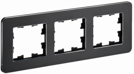 IEK BRITE DECOR Черный матовый металл скругл.угол Рамка 3-м РУ-3-1-Бр RE