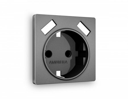 AMBRELLA Лицевая панель ALFA Антрацит серый для электр. роз. с/з со шт. 2USB A+A QUANT