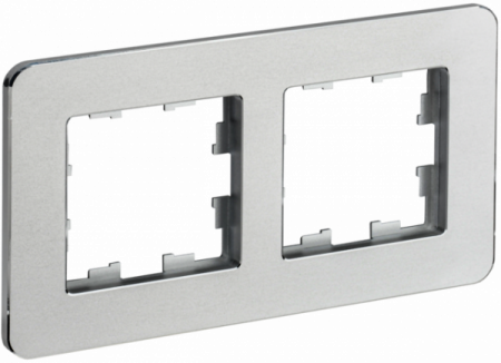 IEK BRITE DECOR Алюминий матовый металл скругл.угол Рамка 2-м РУ-2-1-Бр RE