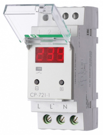 F&F Реле напряжения CP-721-1 (50-450В 63А 2 модуля IP20 монтаж на DIN-рейке)