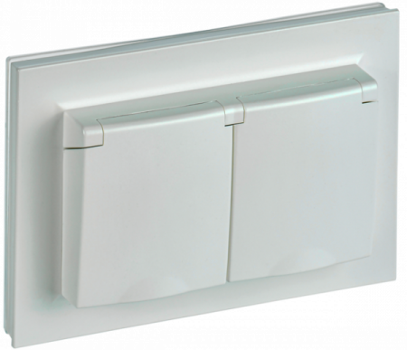 IEK BRITE Жемчуг Розетка 2-м с/з с защ штор и крышк 16А в сборе IP44 РСбш12-3-44-БрЖ
