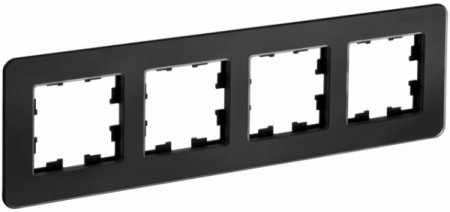IEK BRITE DECOR Черный стекло скругл.угол Рамка 4-м РУ-4-2-Бр RE
