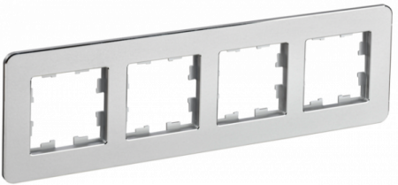IEK BRITE DECOR Алюминий матовый металл скругл.угол Рамка 4-м РУ-4-1-Бр RE